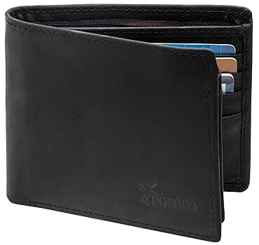 POKOFO RFID Blocking Genuine Leather Bifold Wallet for Men